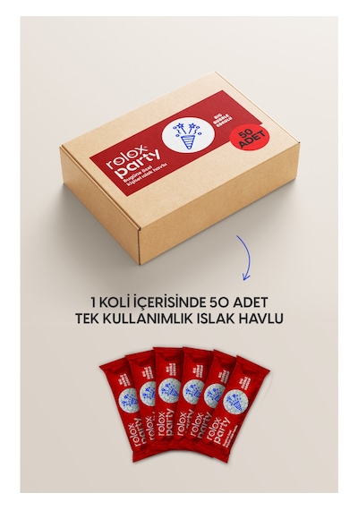 Rolox Party - 50 Paket - Özel Günler Ve Partiler Için Kişisel Islak Havlu