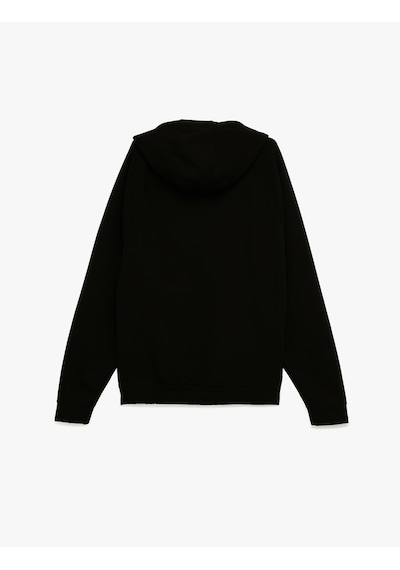 Koton Kanguru Cepli Kapüşonlu Lastik Detaylı Uzun Kollu Hoodie Siyah 6wam70008mk Siyah