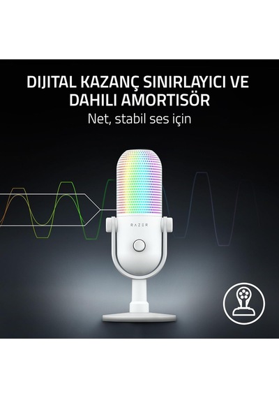 Seiren V3 Chroma - Rgb Usb Mikrofon - Tap-to-mute Özellikli Süperkardioid Kondenser Mikrofon Reaktif Aydınlatma, Dij Diğer