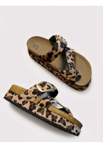 Mcdark Kadın Platform Taban 6 Cm Yüksek Düz Mantar Tek Parmak Terlik-leopar