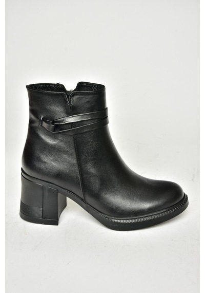 Fox Shoes T654035203 Siyah Hakiki Deri Kalın Topuklu Kadın Bot Siyah-hakiki Deri Siyah