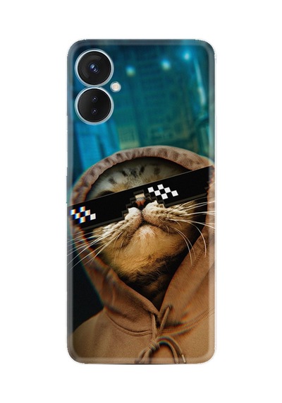 Tecno Spark 9 Pro Kılıf Resimli Desenli Silikon Platinium Series Troll Cat 1897