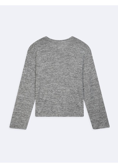 LTB Uzun Kollu Sıfır Yaka Basic Gri Sweatshırt