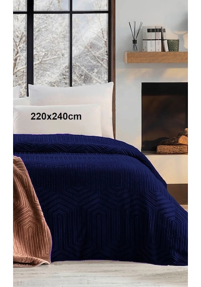 Özdilek Prestige Embos Çift Kişilik Battaniye 220x240 -lacivert Lacivert