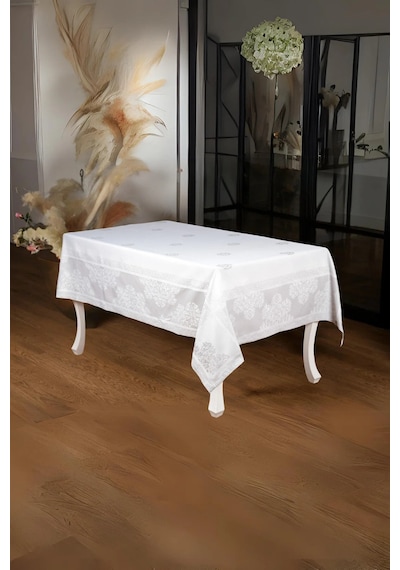 Viyana Lüx Jakar Kumaş Gri Masa Örtüsü Dikdörtgen 160x320 Cm - 1114 Çok Renkli