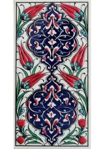 Armada Çini 10X20 Cm Ed 229 Kobalt Rumi Desenli El Dekoru Çini