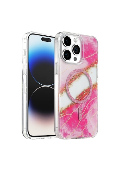 Onegif Apple iPhone Uyumlu 15 Pro Max Lotus Simli Magsafe Kapak - Pembe Diğer
