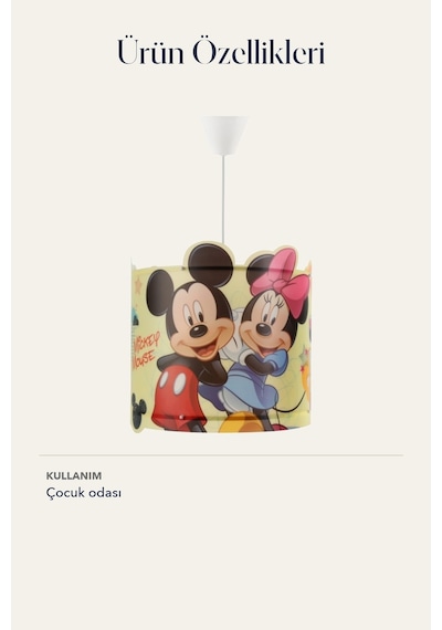 Lisanslı Mickey ve Minnie Mouse Film Şerit Tavan Sarkıt Çocuk Odası