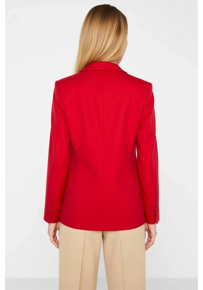Benerly Kadın Regular Ceket Yaka Uzun Kol Standart Kol Düz Desen Blazer C Kırmızı