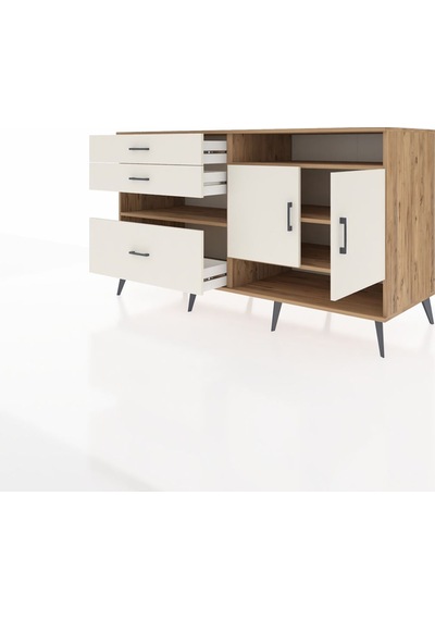 Kronos Konsol 4 Raflı 3 Çekmeceli 2 Kapaklı 176x59x99 Çam-aytaşı Çam-aytaşı