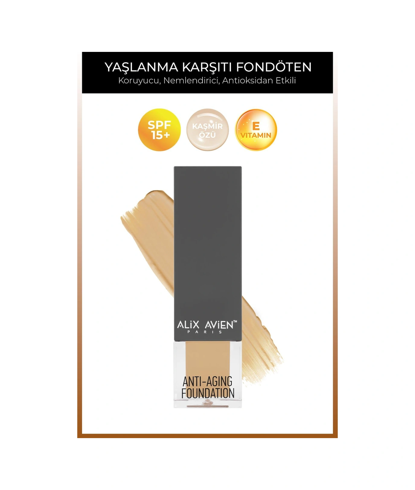 Alix Avien Vitamin İçeren Nemlendirici SPF15+ Fondöten  Foundation 506 Light Honey