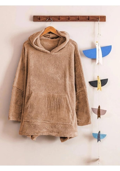 Mulberry Çocuk Giyilebilir Battaniye Wellsoft Unisex Oversize Deve Tüyü