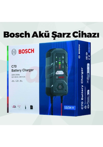 Bosch C70 Akü Şarj Cihazı 10a 12v/24v 300 Ah Kapasiteli Tam Otomatik Akü Bakım Cihazı