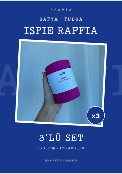 Asavia Ispie Rafya Örgü İpi 3'lü Set 3 X 150 Gr 250 M Pudra