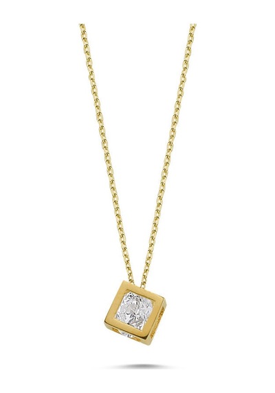 Sembolgold Altın Tektaş Kolye Küre Tasarım Sarı Altın Klb-0376