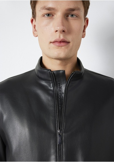 Mavi - Siyah Biker Ceket 0110789-71379 Siyah