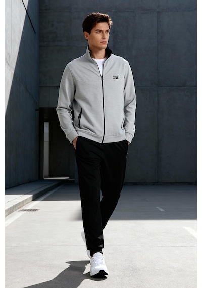 Tommy Life Hugo Gri Melanj - Siyah Jogger Erkek Eşofman Takım - 85198 Gri - Siyah