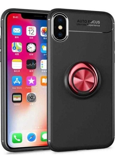 Apple Uyumlu iPhone Xs Max 6.5 Kılıf Zore Ravel Silikon Kapak Siyah-Kırmızı
