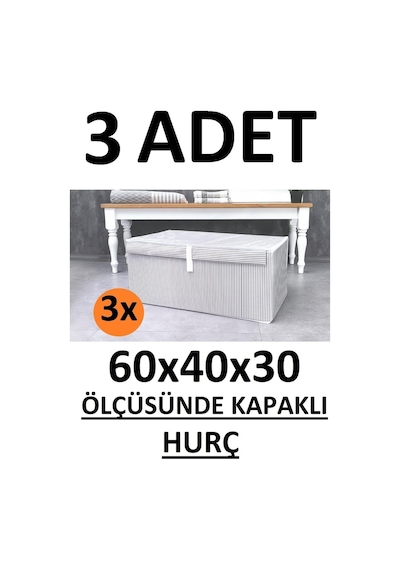 Daisyhome 3 Adet Kapaklı Kutu Hurç Mega Boy 60 40 30 Çok Amaçlı Kutu Hurç