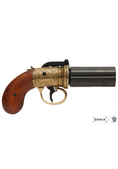 Denix 6 Barrel 1840 England Pistol 22cm Koleksiyon Obje