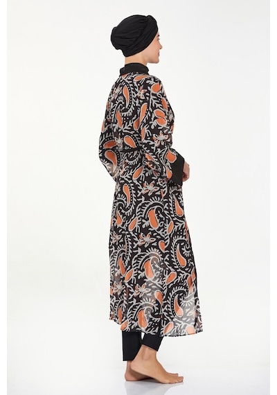 Adasea Mayo Üzerine Tek Pareo Kaftan Roxana 6108 Siyah Siyah