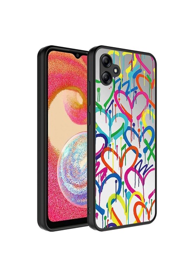 Noktaks - Galaxy Uyumlu A04e Uyumlu - Kılıf Aynalı Desenli Kamera Korumalı Parlak Mirror Kapak - Kalp - T26815 Kalp