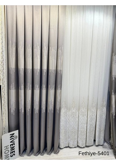 Nivemeshome Fethiye 614178 Gri V-5401 1/3 Sık Pileli Fon Perde Apm Gri
