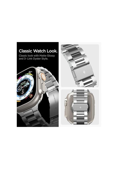 Spigen Apple Watch 49/46/45mm Ultra 3/2/1 / Seri 11/10/9/8/7 İle Uyumlu Kordon Band Modern Fit Klasik Saat Tipi Çelik Gümüş Kayış Amp06356 - Silver Spigen Apple Watch 49/46/45mm Ultra 3/2/1 / Seri 11/10/9/8/7 İle Uyumlu Kordon Band Modern Fit Klasik Saat Tipi Çelik Gümüş Kayış Amp06356 - Silver