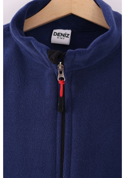 Monox Çocuk Unisex Parmak Geçmeli Polar Ceket Saks
