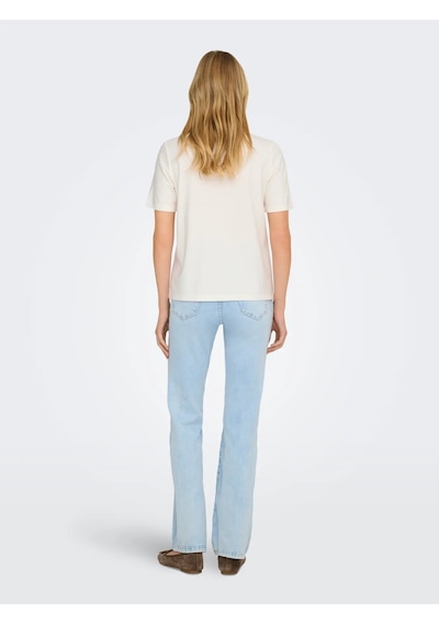 Only Onlsophıa S/s Embroidery Kadın T-shirt 15368560 Ekru