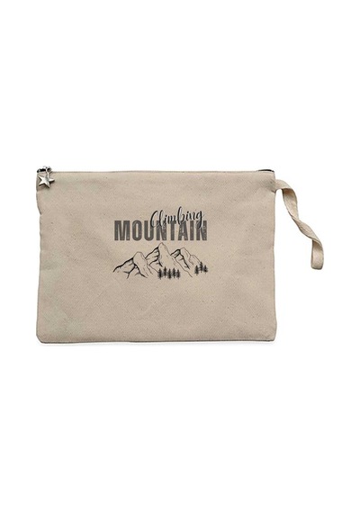 Climbing Mountain Krem Clutch Astarlı Cüzdan / El Çantası