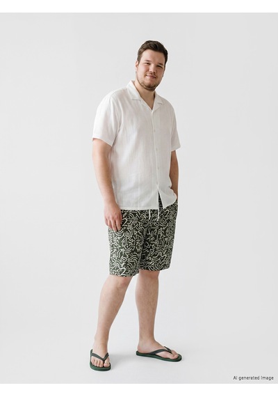 Lcw Swımwear Haki Kısa Boy Desenli Erkek Deniz Şortu