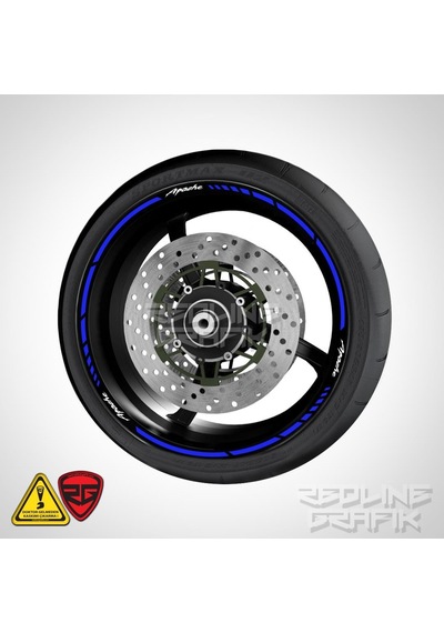 Tvs Apache Yazılı Reflektif Mavi Jant Şeridi Redlinegrafik