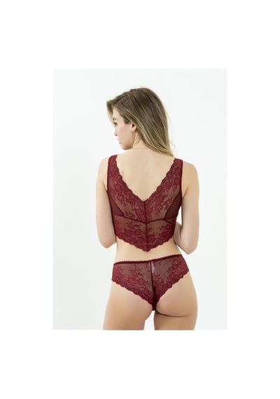 Magic Form 743 Kadın Arkası Dantel Leylak Kumaş Yüksek Bel Külot- Bordo - 295347398 Bordo