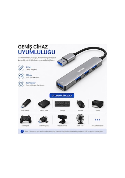 S-link Sw-u333 Usb Hub 4 Port Metal Usb Çoklayıcı, 1x Usb 3.0 + 3x Usb 2.0, 5gbps Hızlı Veri Aktarımı, Slim Alüminyum Tasarım, Tak Çalıştır Usb Çoğaltıcı Hub, Laptop Pc Uyumlu