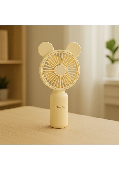 Hepu Hp-f04 Usb Şarjlı El Tipi Mini Fan Ayıcık Kulak Figürlü, 3 Kademeli Rüzgar Seçeneği