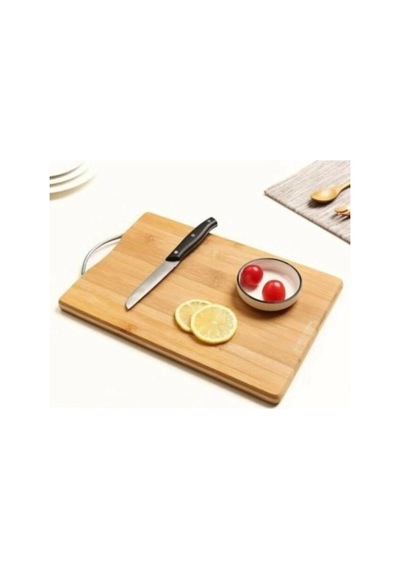 Bambu Metal Saplı Ekmek Kesme Tahtası 30x20x1,8 Cm Royaleks-67459 Ahşap