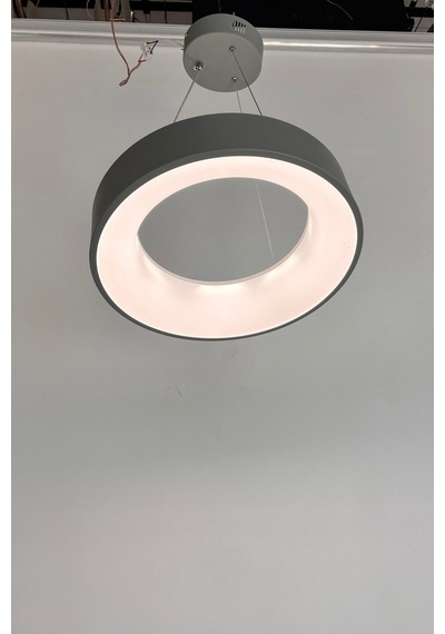 Modern Gri Halka Led Sarkıt Avize - Minimalist Çember Tasarım