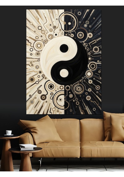 Ahşap Tablo Ying Yang Kozmik Denge Tasarımı Hayvan Tabloları