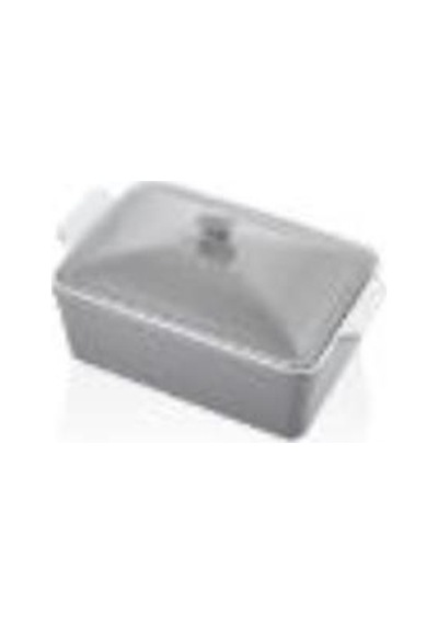 Rossallını Lıfe Büyük Dikdörtgen Kapaklı Gri Fırın Kabı 38x23x8,5 Cm Gri