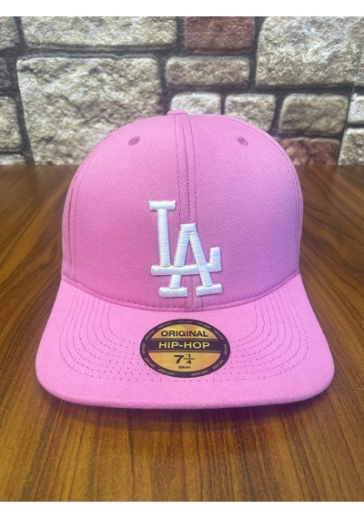 Hamze La Losangeles Nakışlı Hiphop Snapback Rapper Drip Şapka Cap Pembe - Beyaz