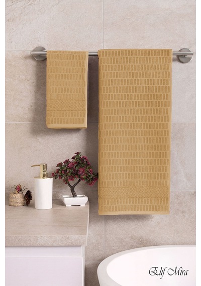 Banyo Havlu Seti %100 Pamuk 2 Parça 50 90 + 90 150 Cm Soft Comfort Kahverengi