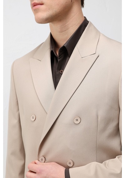 Antioch Kruvaze Relaxed Fit Erkek Blazer Ceket Taş