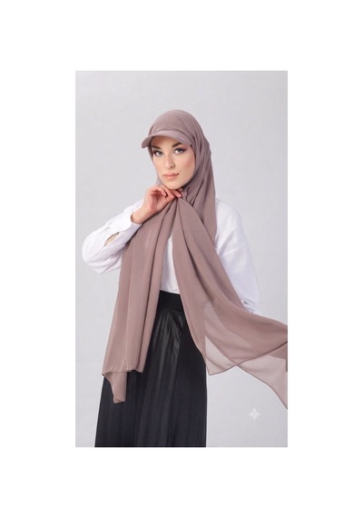 ALDAIYR Şapkalı Boneli Hazır Şal Hijab Sandy Vizon