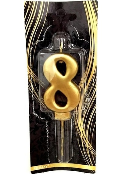 8 Yaş Gold Rakam Mum