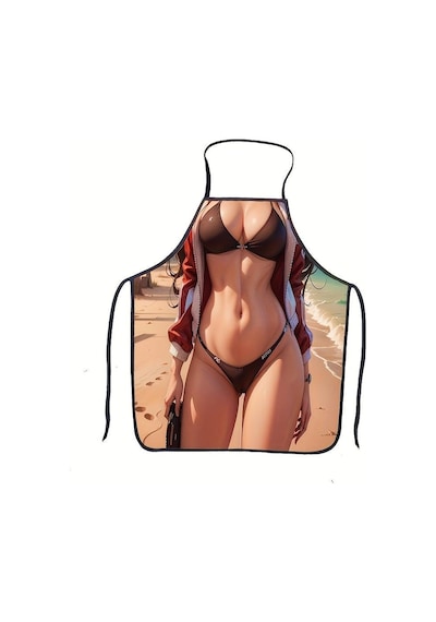 Valkyrie Bikini Esprili Mutfak Önlüğü Baskılı Unisex Parti Barbekü Mutfak Önlüğü 80x60 Cm Çok Renkli