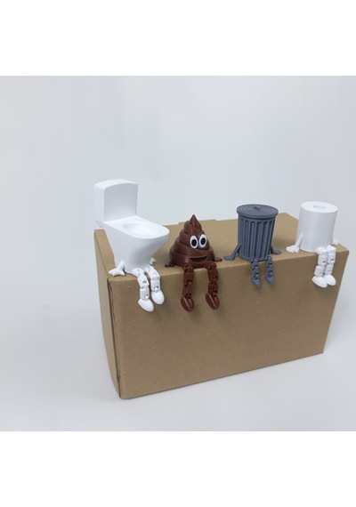 4 Lü Eğlenceli Dekoratif Banyo Seti Klozet-çöp Kovası-tuvalet Kağıdı-kaka