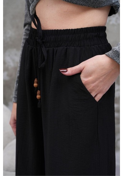 Rawea Kadın Modal Kumaş Etek Pantolon - Oversize & Geniş Paça Siyah