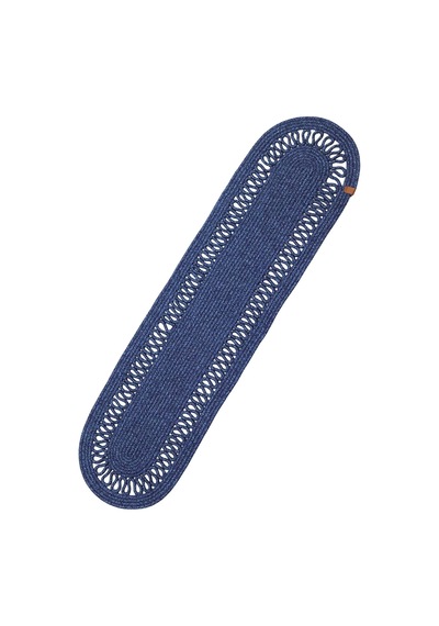 Jutty Hasır Görünümlü Jüt Dokuma Lacivert Oval Dekoratif Masa Runnerı 35x135 Cm Mutfak Salon Lacivert