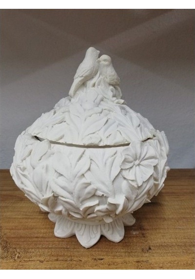 Şekerlik Süslü Kuşlu Polyester Obje 17x13
